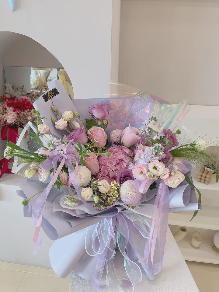 L size Ballet Purple Fresh Flowers
