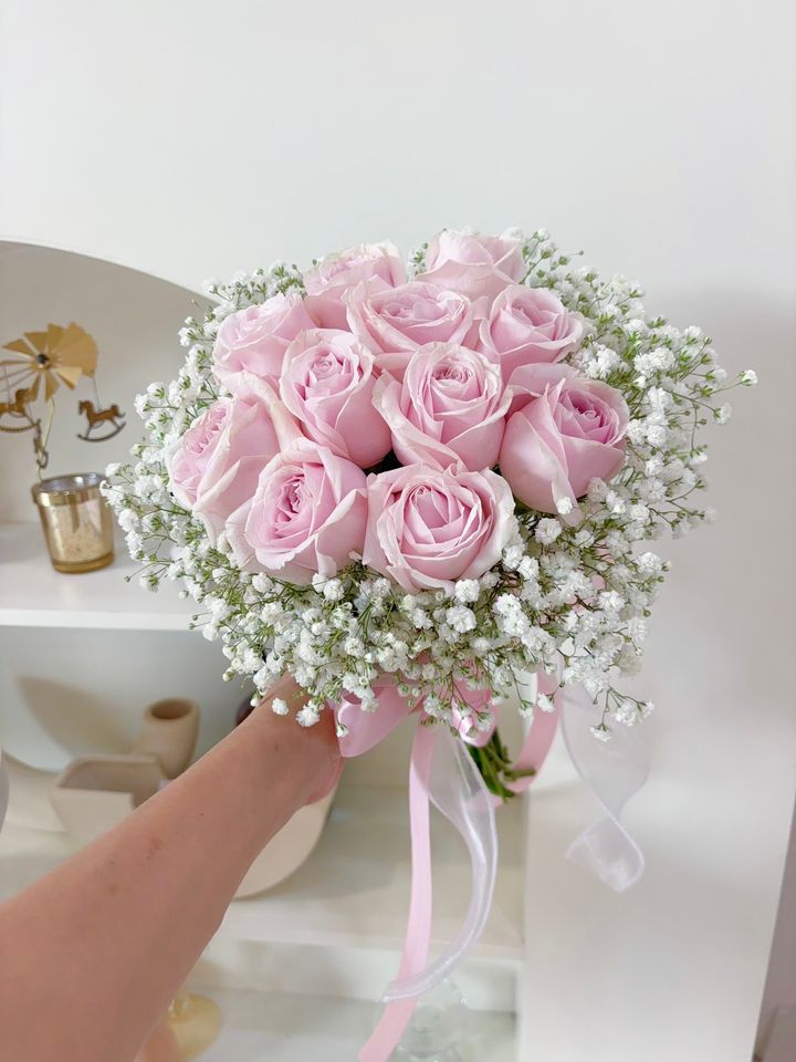 Classic Pink Rose  Bridal Bouquet Fresh Flower KL Same Day Delivery