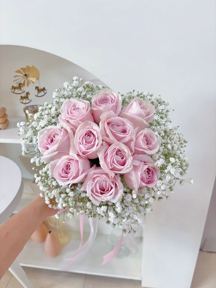Classic Pink Rose  Bridal Bouquet Fresh Flower KL Same Day Delivery