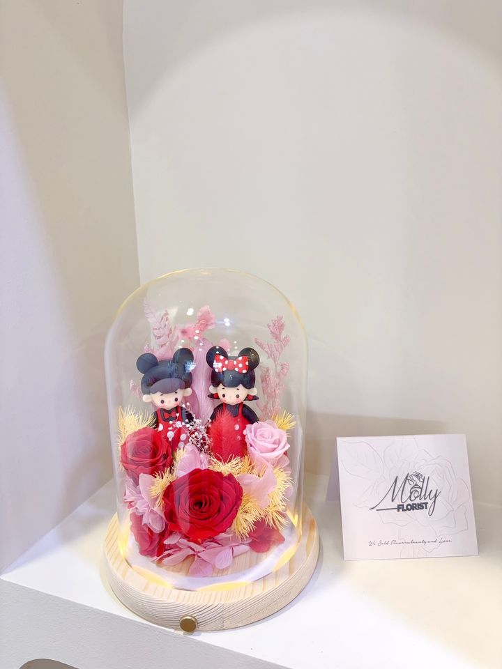 You & Me  Preserved Flower Couple Dome
