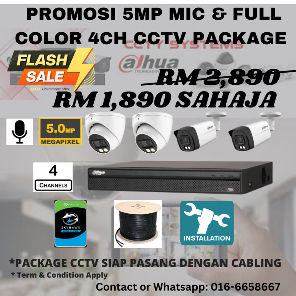 4CH 5MP HDCVI MIC & Full Color 1,890