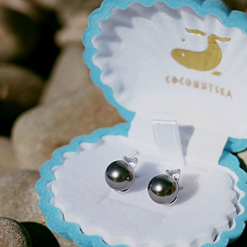 大溪地女孩黑珍珠耳環 Black Pearl Earrings