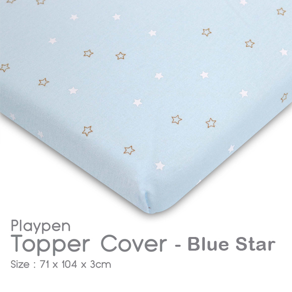 99) Comfy Living Playpen Topper Cover_blue star.jpg