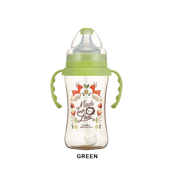 S9) Simba Dorothy Wonderland Ppsu Wide Neck Feeding Bottle With Auto Straw & Handle 270ml_green.jpg