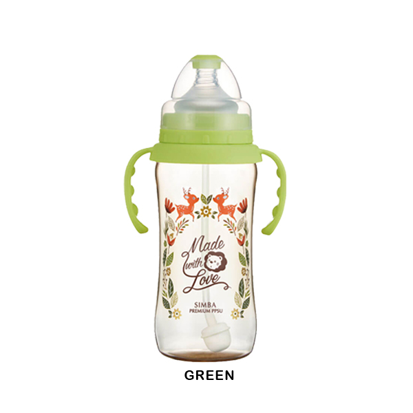 S11)  DOROTHY WONDERLAND PPSU WIDE NECK FEEDING BOTTLE with AUTO STRAW & HANDLE 360ml_green.jpg