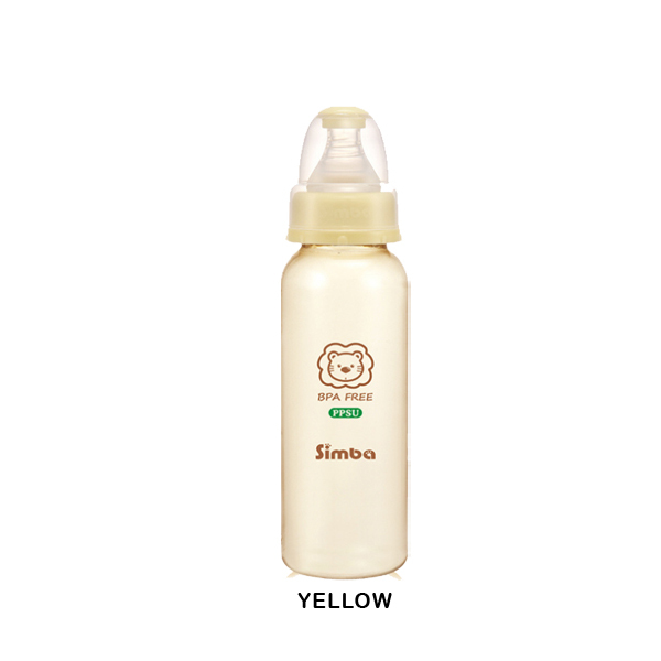 S13) Simba PPSU Standard Neck Calabash Feeding Bottle - Cross Hole (240ml)_yellow.jpg