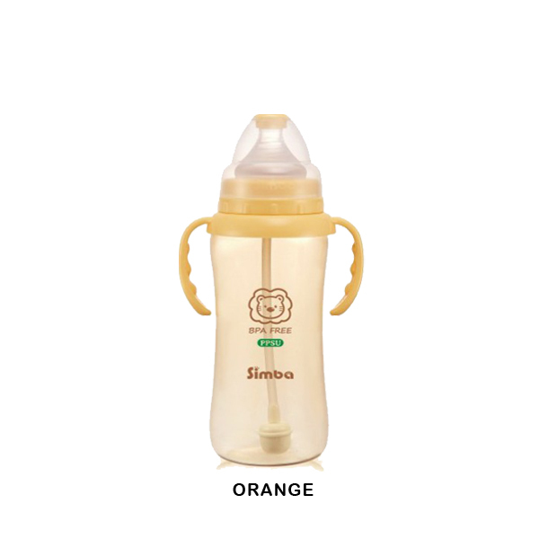 S15)Simba PPSU Wide Neck Calabash Feeding Bottle With Auto Straw & Handle - Cross Hole (270ml)_orange.jpg