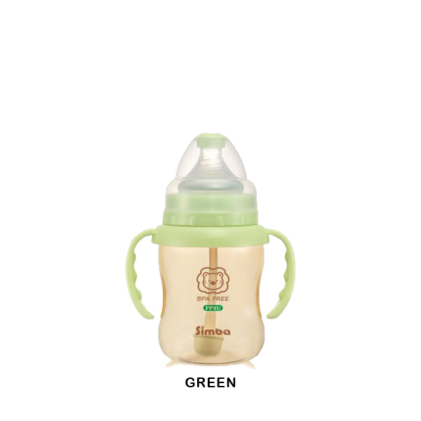 S17)Simba PPSU Wide Neck Calabash Feeding Bottle With Auto Straw & Handle - Cross Hole (200ml)_green.jpg