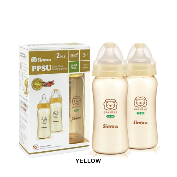 S20) Simba PPSU Wide Neck Calabash Feeding Bottle 2pcs - Cross Hole (360ml)_yellow.jpg