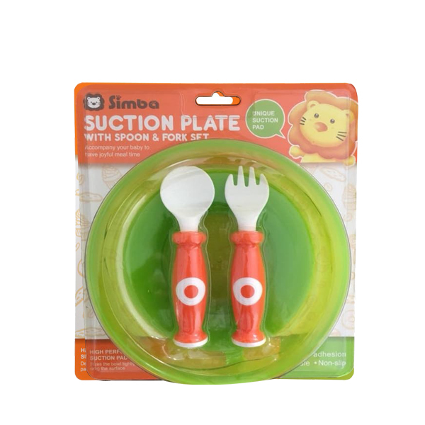 S59) Simba Suction Plate With Spoon & Fork Set_green.jpg
