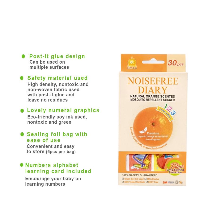 S111) Simba Noisefree Diary Natural Orange Scented Mosquito  Repellent Sticker - 30Pcs123_2.jpg