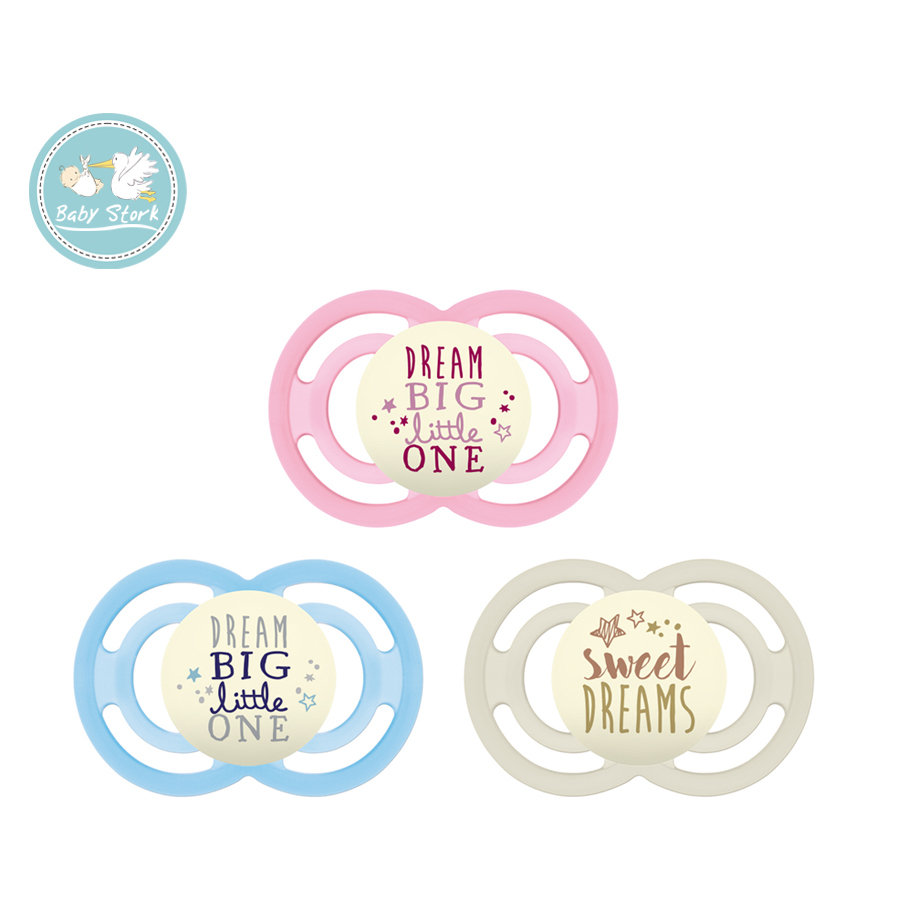 MAM Perfect Night Baby Pacifier (6+ Mths)Single Ivory/Pink/Blue