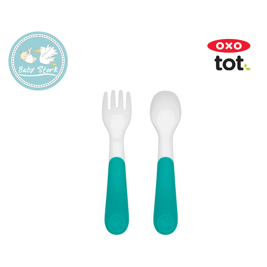 OXO Tot On the Go Fork and Spoon Set with Travel Case in Teal