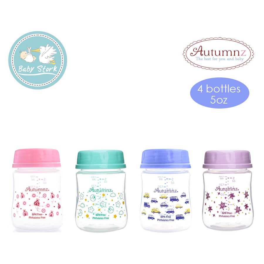 Autumnz-Wide Neck Breastmilk Storage Bottles *5oz* (4 btls) - Lullaby  *Turquoise*