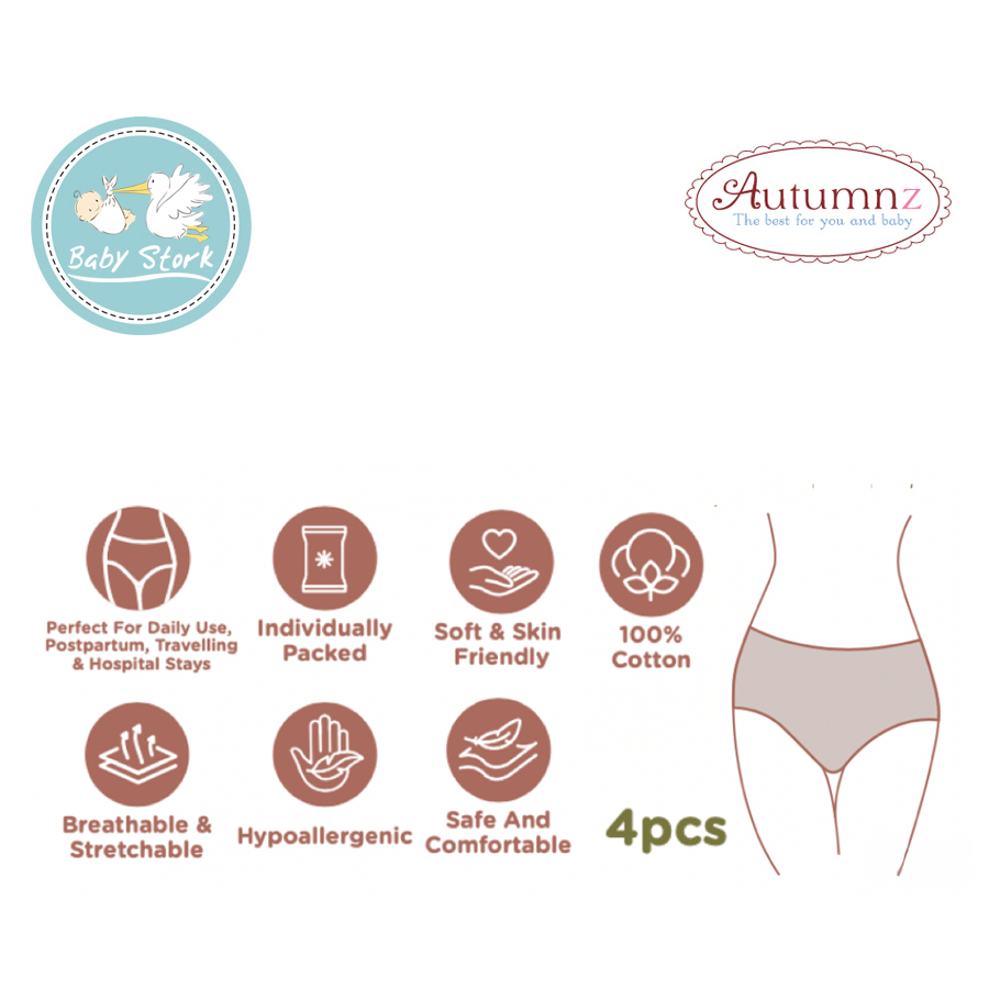 Autumnz - Premium Disposable Cotton Panties (4pcs/pack) *M / L