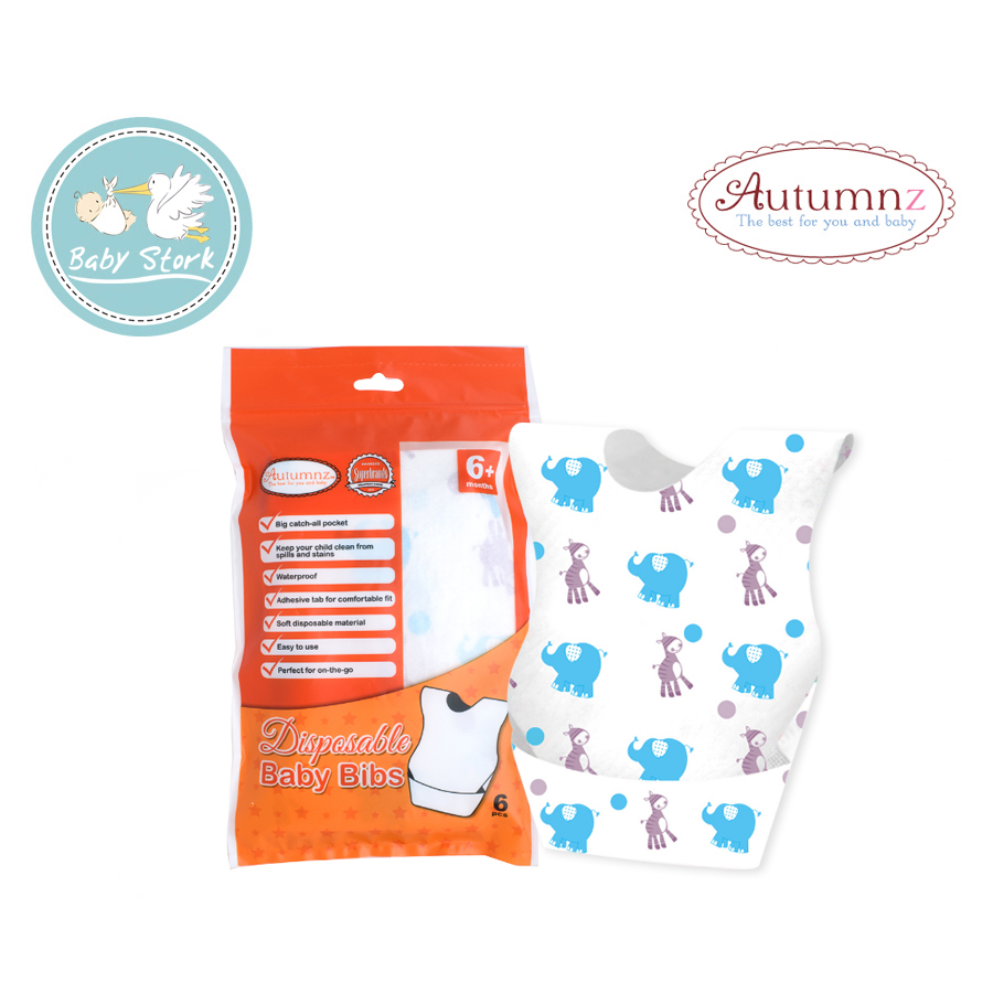 Autumnz *BB* Disposable Baby Bibs (6 pcs / Pack) – Baby Stork (MRI2015/1030)