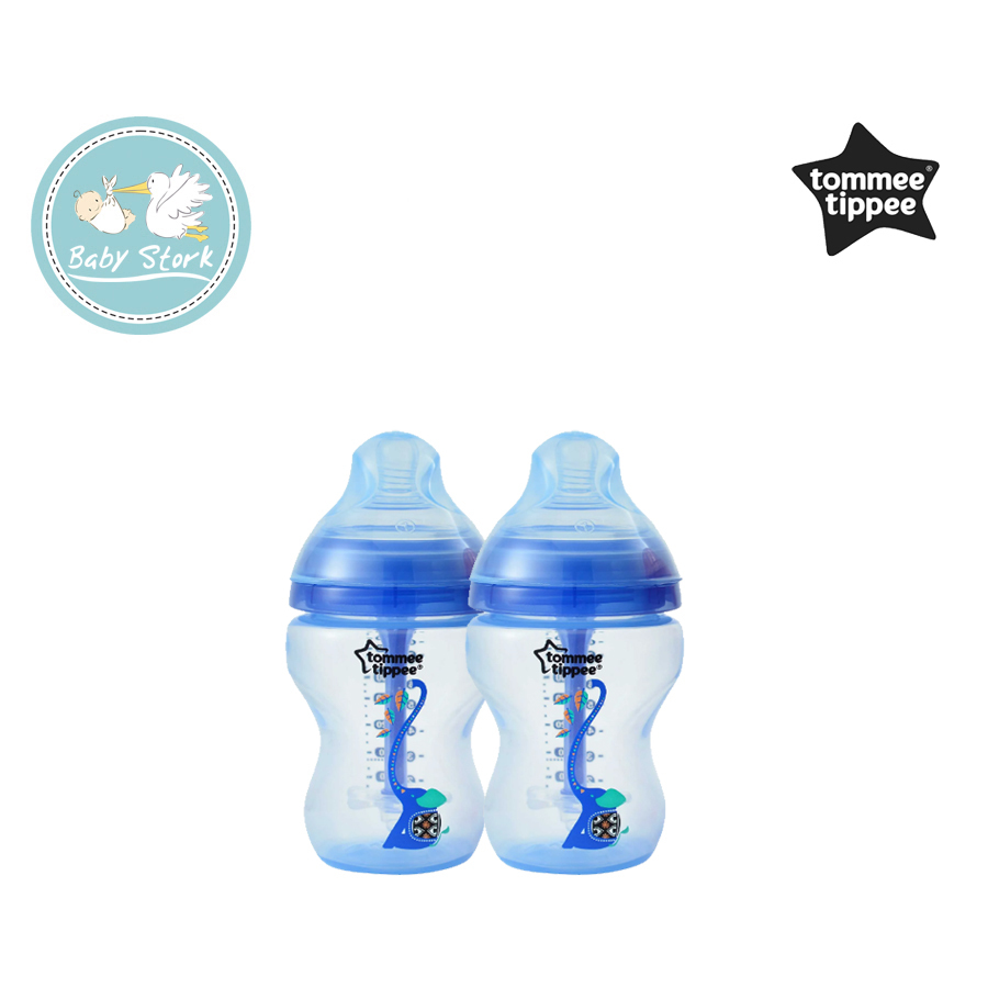 B44)_2 Tommee Tippee CTN Decorated Bottle 260ml single Advanced Anti-Colic plus boy 