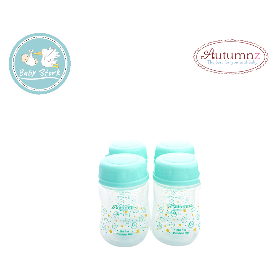 Autumnz-Wide Neck Breastmilk Storage Bottles *5oz* (4 btls) - Lullaby  *Turquoise*