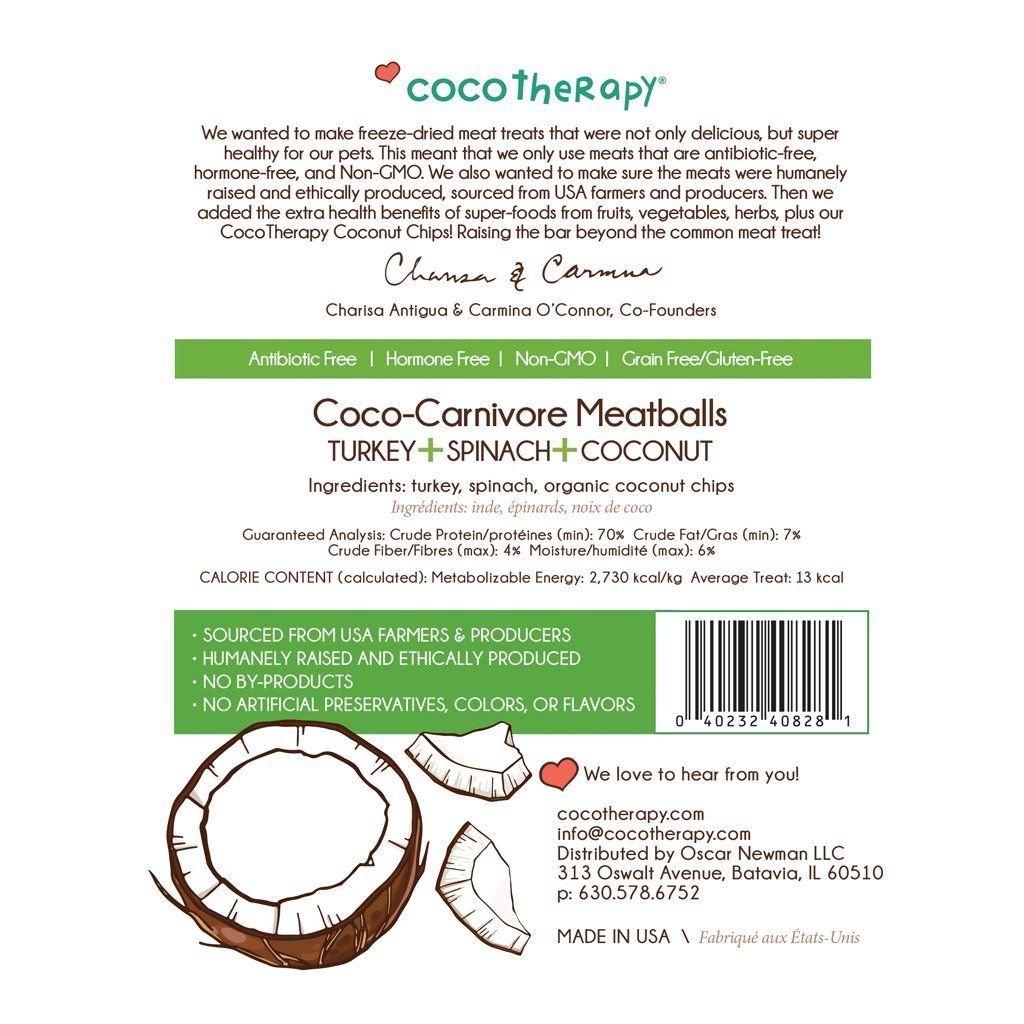 CocoTherapy Coco-Carnivore Meatballs Treats Turkey + Spinach + Coconut 04.jpg