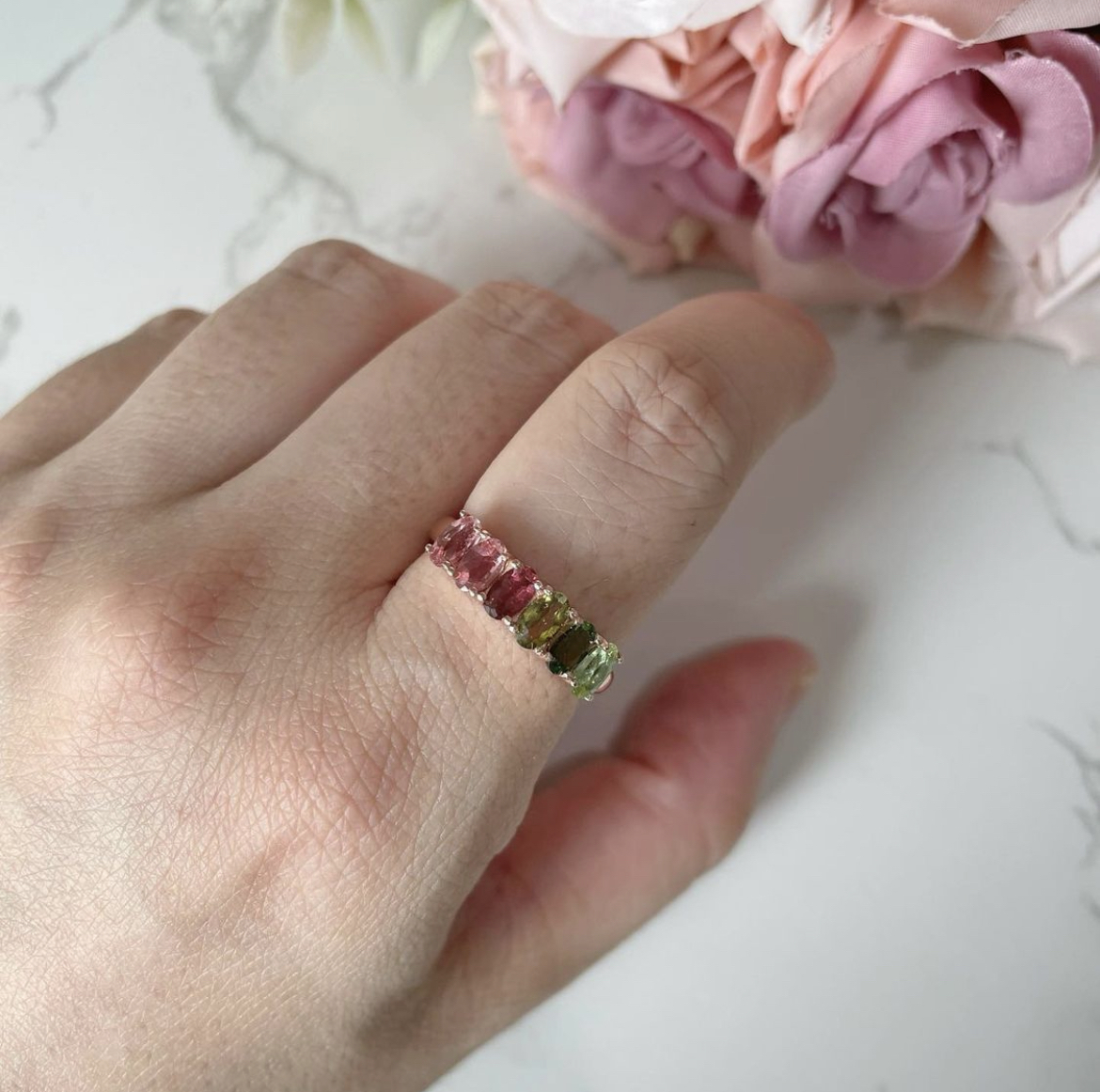 Pre-order) L1069 : Rainbow Tourmaline Ring (Adjustable) in Rose gold  finishing – Lynette Lee Jewellery
