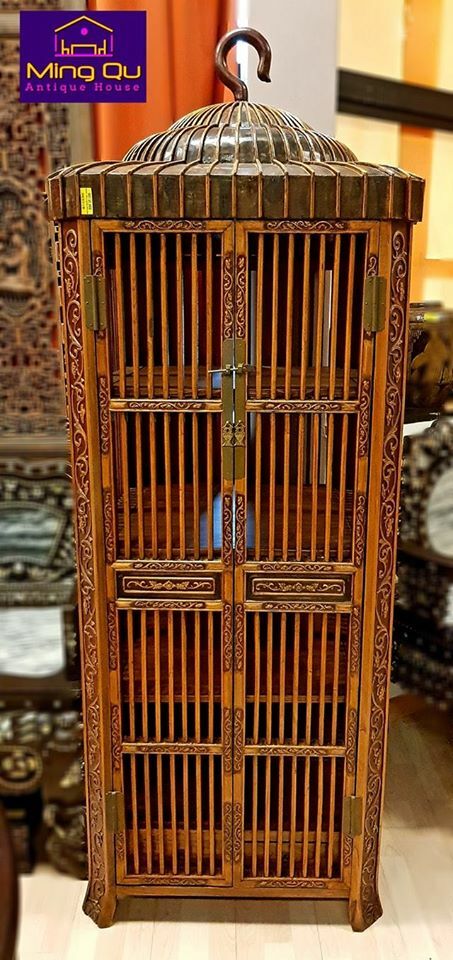 木製　鳥籠 Nam wood Bird Cage Cabinet 楠木鸟笼柜(L73,D73,H200cm) – Ming Qu