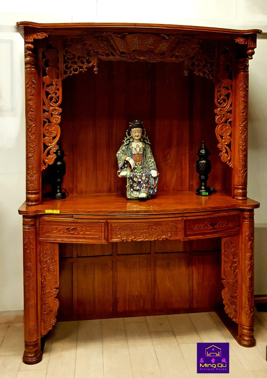 AHHL wood Lotus Roof Buddha Table 176cm 非黄木莲花顶佛枱176公分 