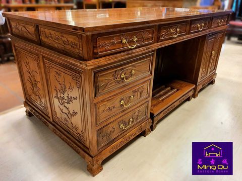CW Zitan wood Writing Table and Chair 刺猬紫檀木写字枱配椅子