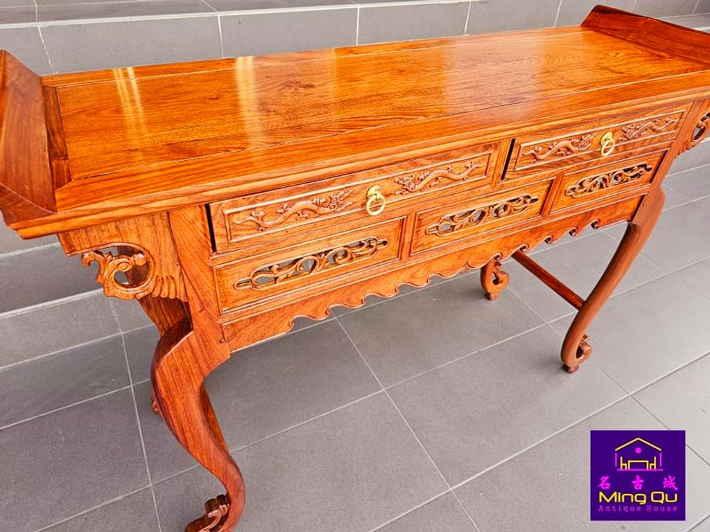 CW Zitan wood WJ console table 刺猬紫檀木WJ 桥案– Ming Qu Antique 