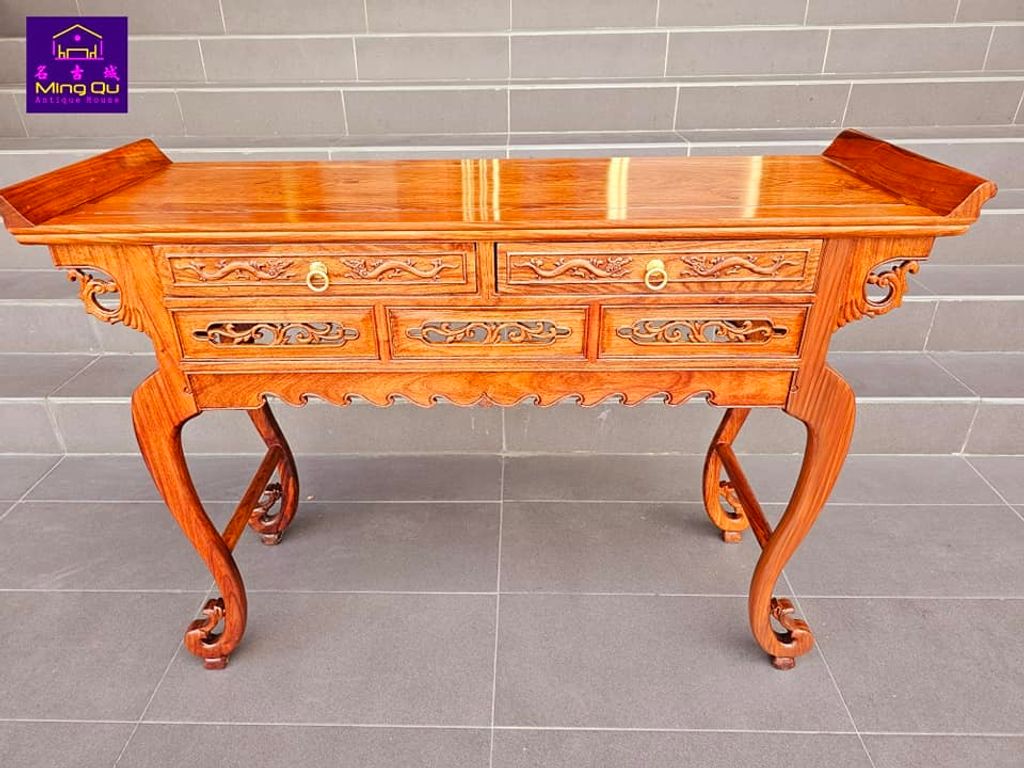 CW Zitan wood WJ console table 刺猬紫檀木WJ 桥案– Ming Qu Antique 