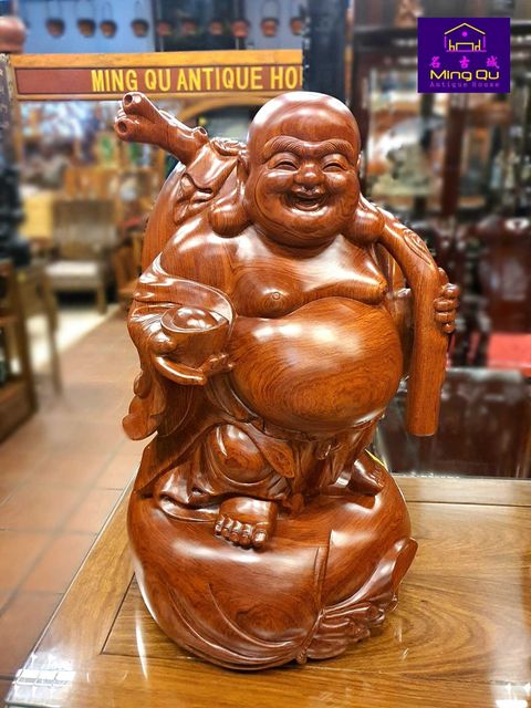 G/T HHL wood 50cm Laughing Buddha 金三角黄花梨木50公分笑佛
