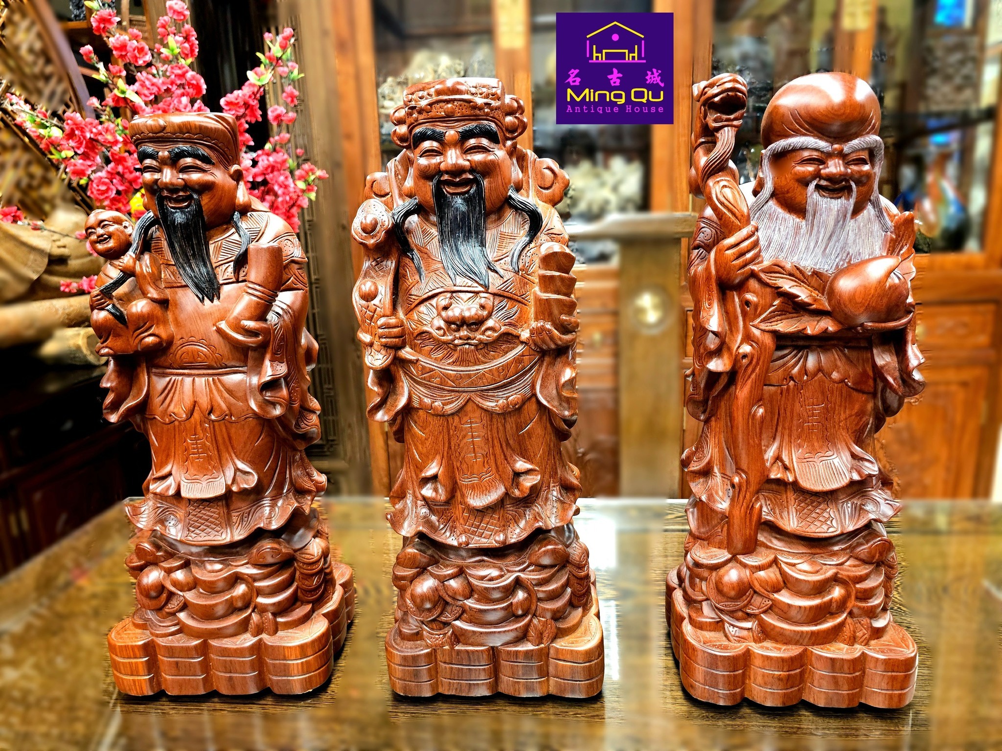 GT HHL wood Fulusoh set of 3pcs 金三角黄花梨福禄寿三星– Ming
