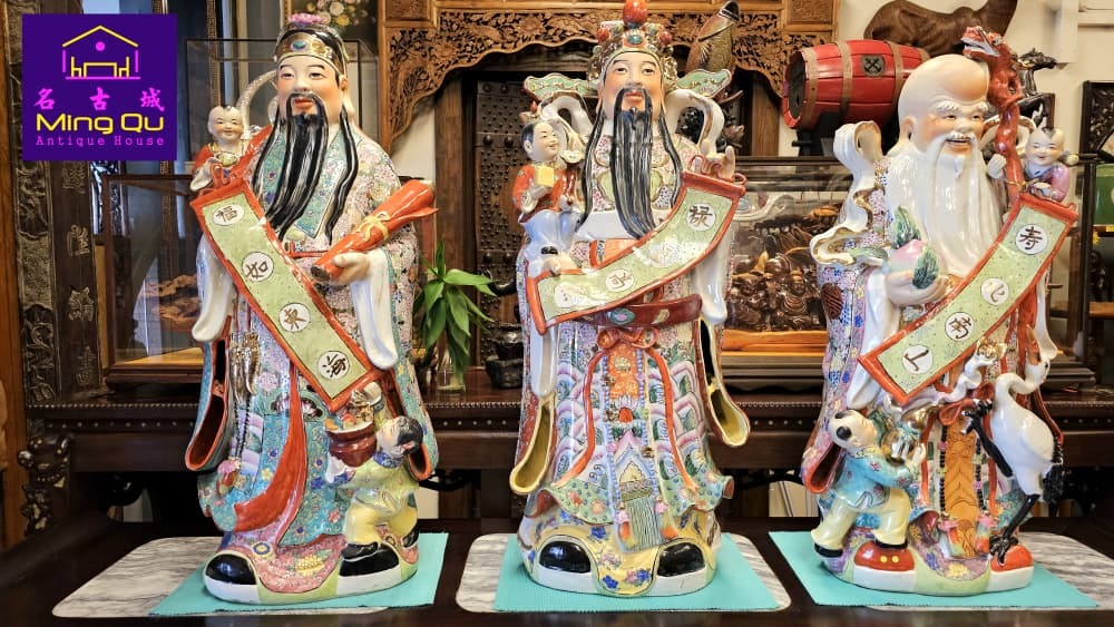 80's Fulusoh set of 3pcs 80年代福禄寿三星(L45,D20,H106cm) – Ming