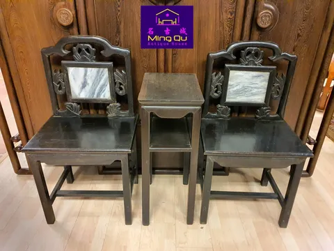 tieli wood with marble lady chair set 3pcs