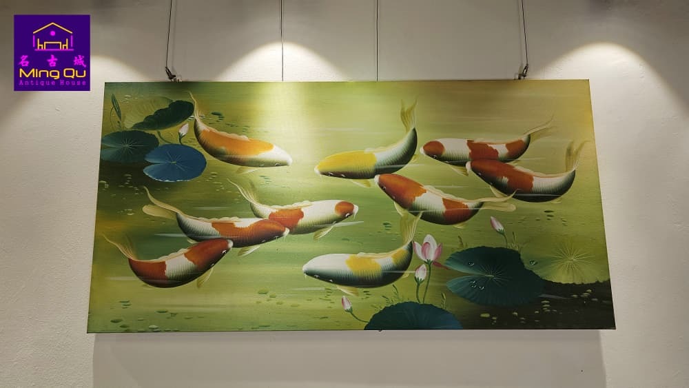 人魚 油彩画 F6 Nine Carp Fish KY Oil Painting 九鲤鱼KY油画(L122,D2,H61cm） – Ming