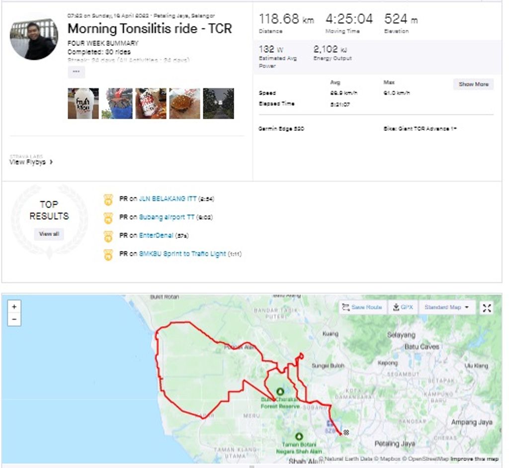 Morning Tonsilitis ride - TCR (119points Earned!)