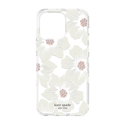 Kate Spade IP 14 Pro Max New York Protective Hardshell Case H Hollyhock Floral Clear (MS)
