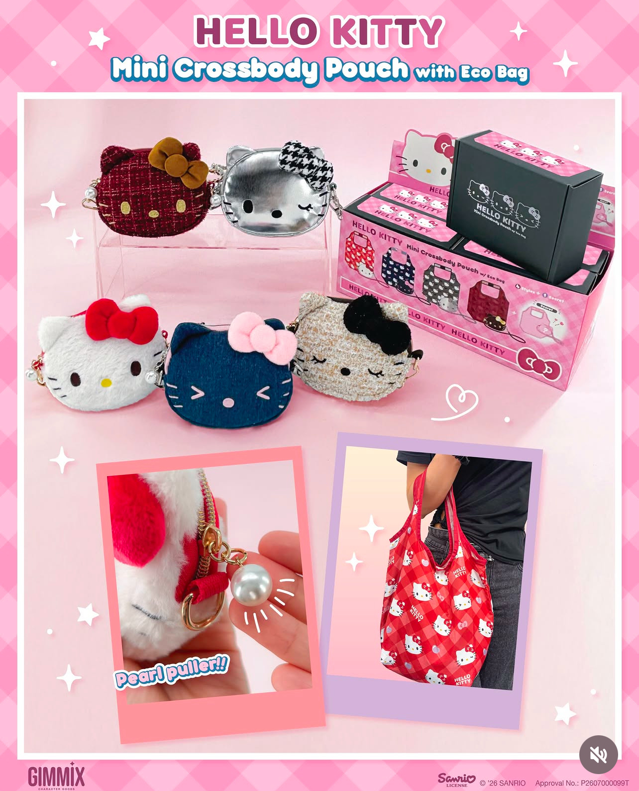 Hello Kitty Sling Bag Set with Foldable Eco Bag