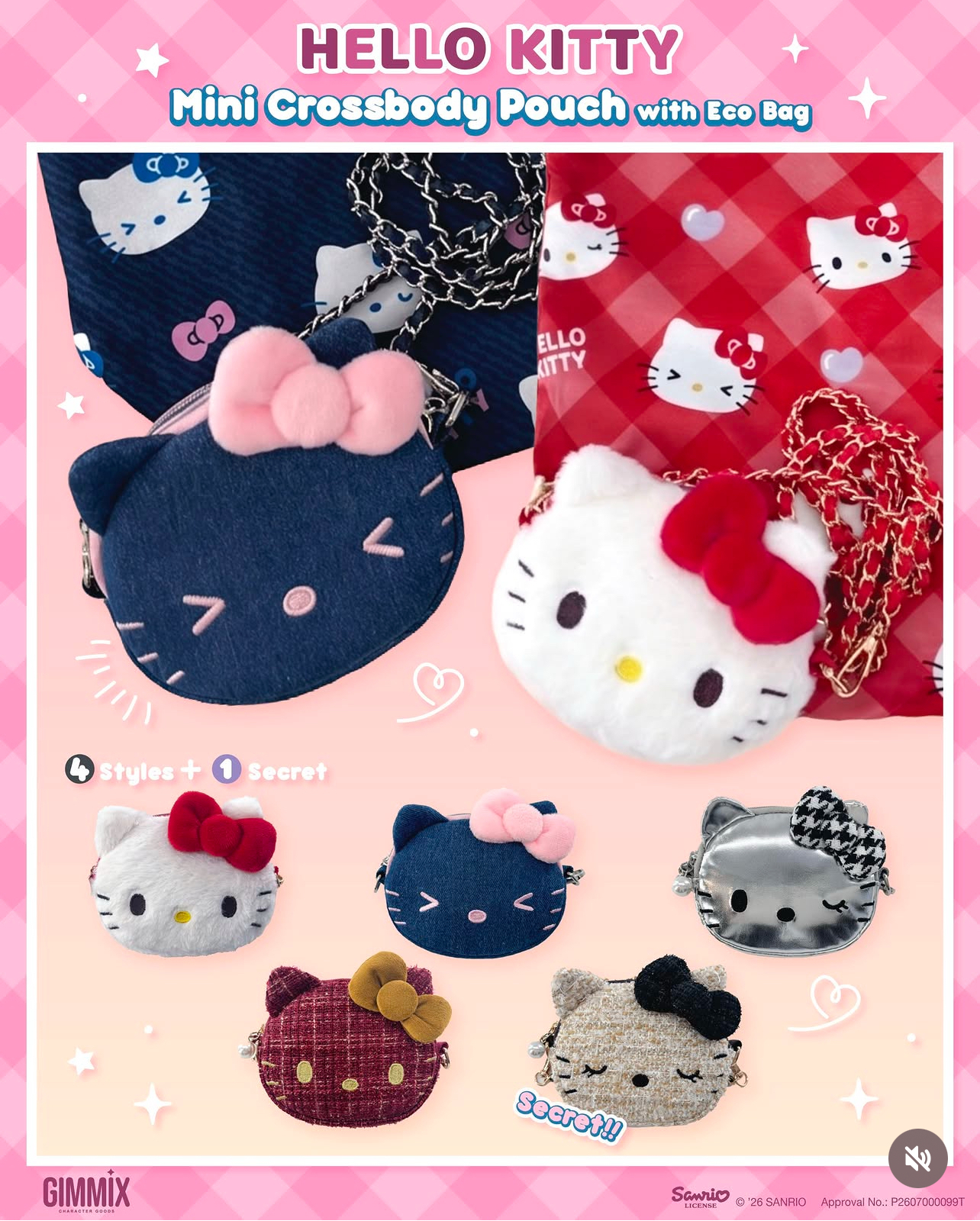 Hello Kitty mini crossbody pouch with eco bag