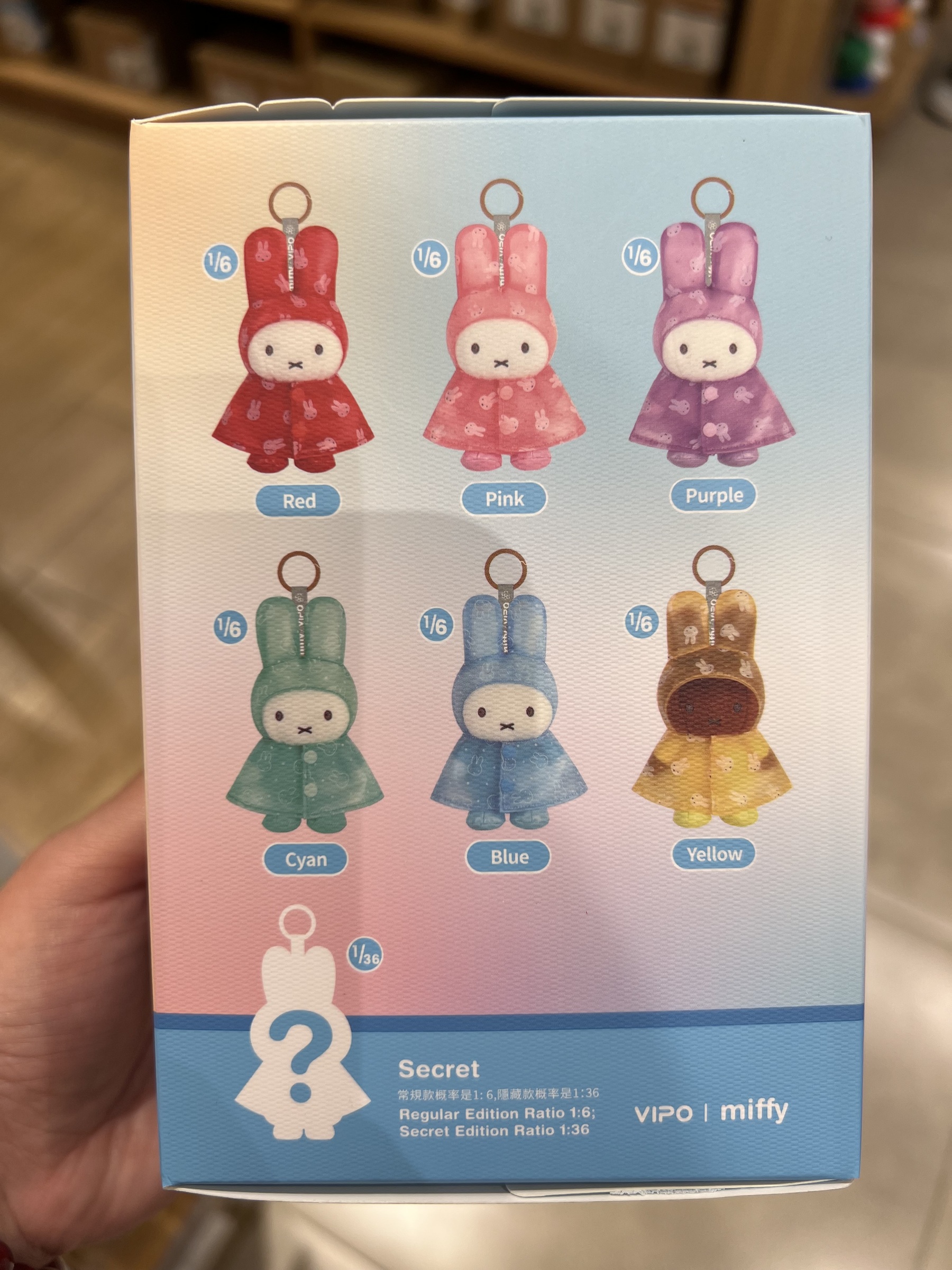 Miffy Raincoat Plush Keychain Blind Box Designs Shown