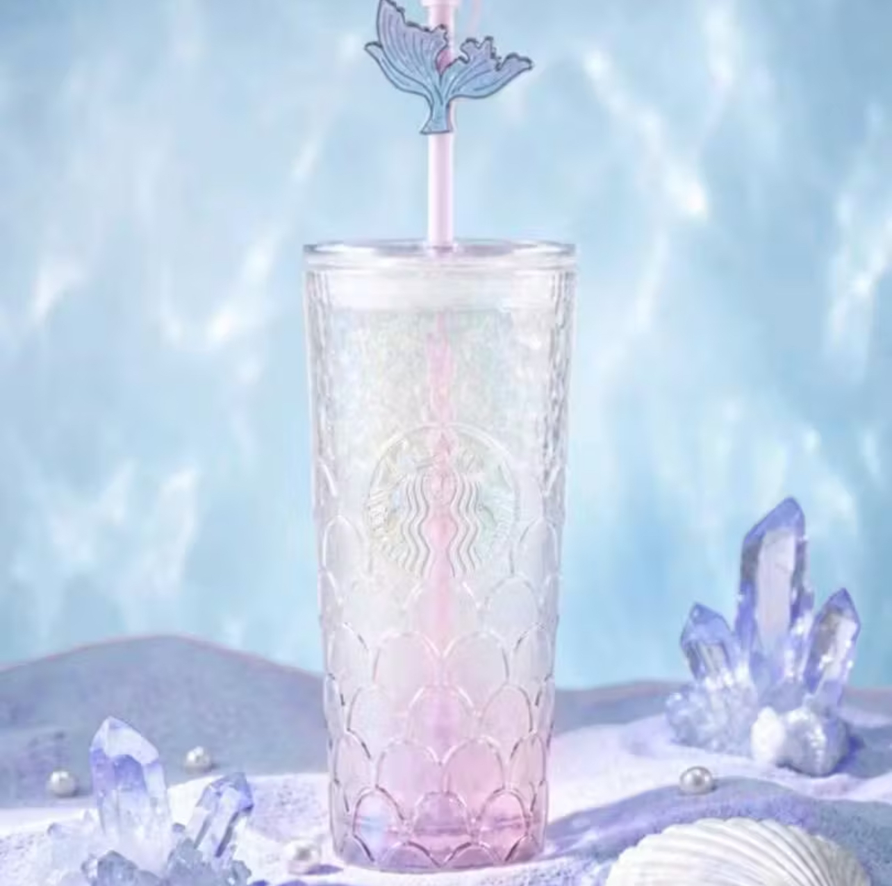china-exclusive-starbucks-ocean-mermaid-490ml-glass-cup-with-straw