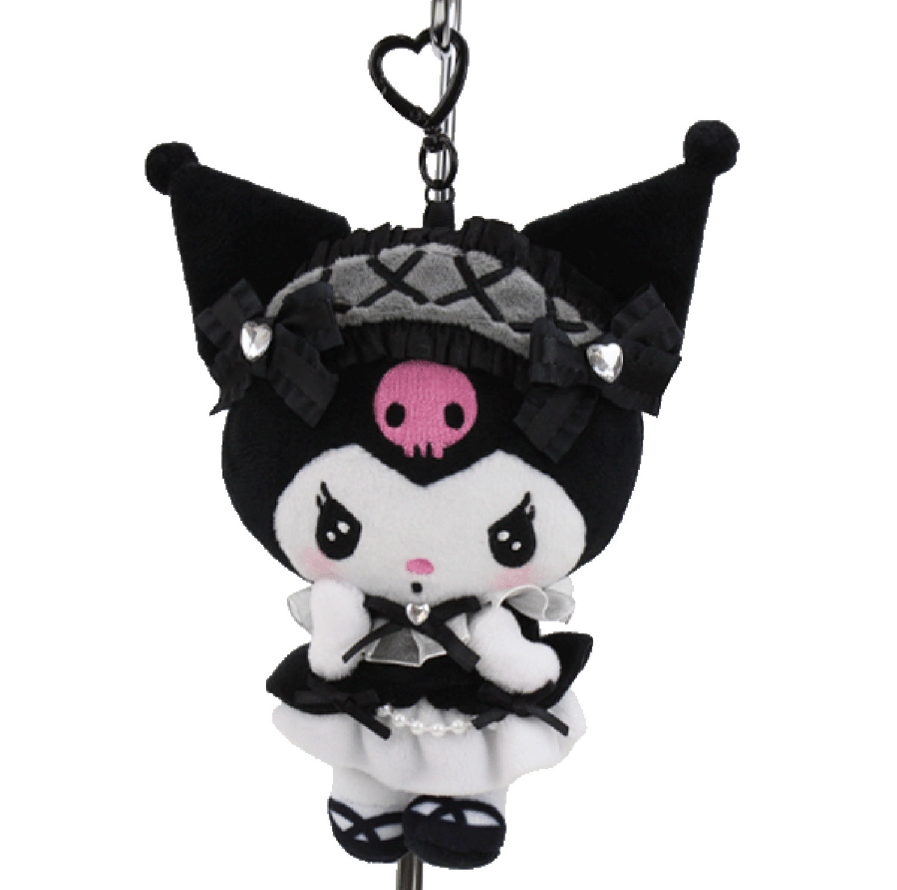 sanrio-lolita-fashion-plush-mascot-keychain-kuromi