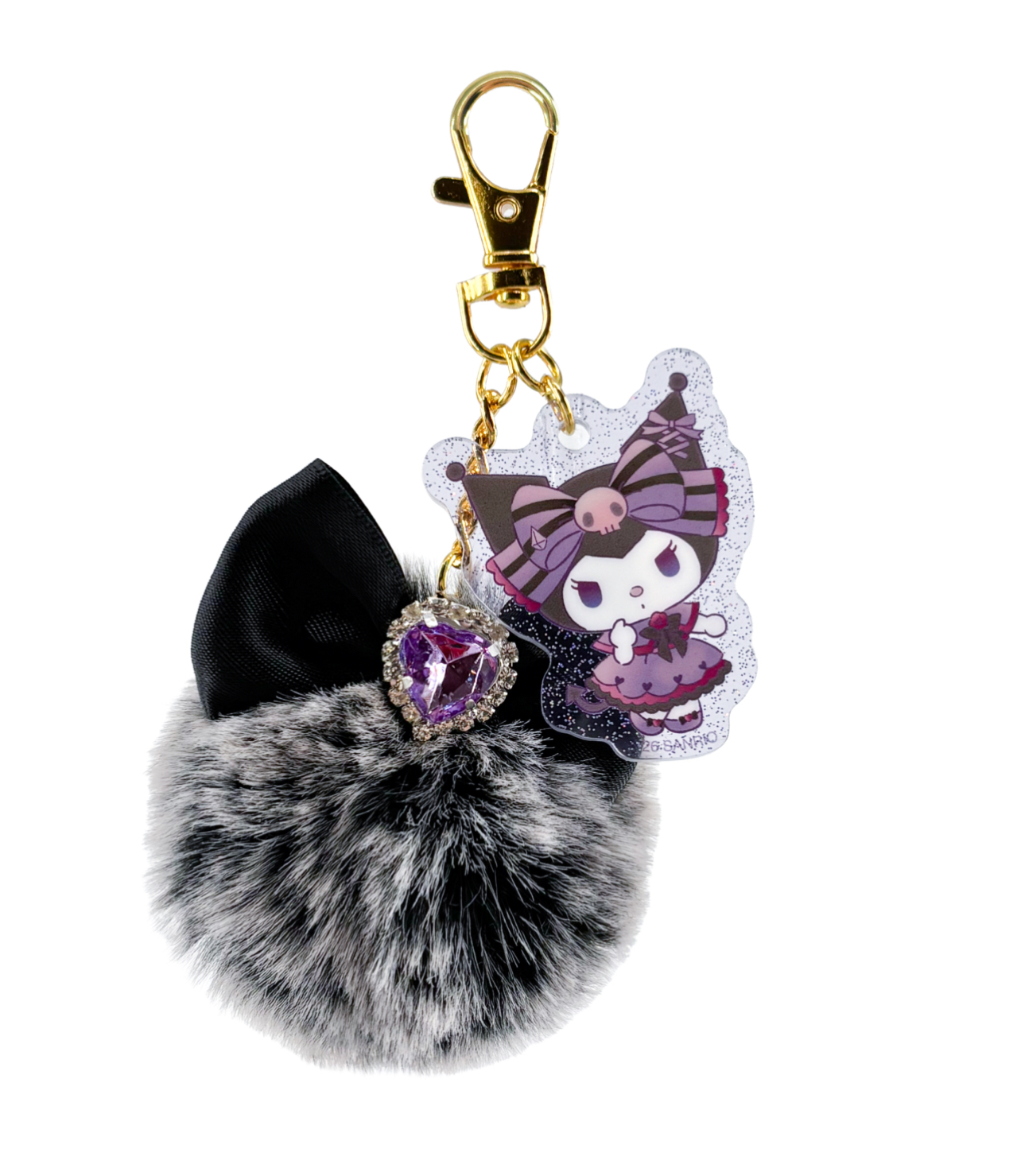 sanrio-halloween-plush-pompom-kuromi-keyring-goshopwithfebe