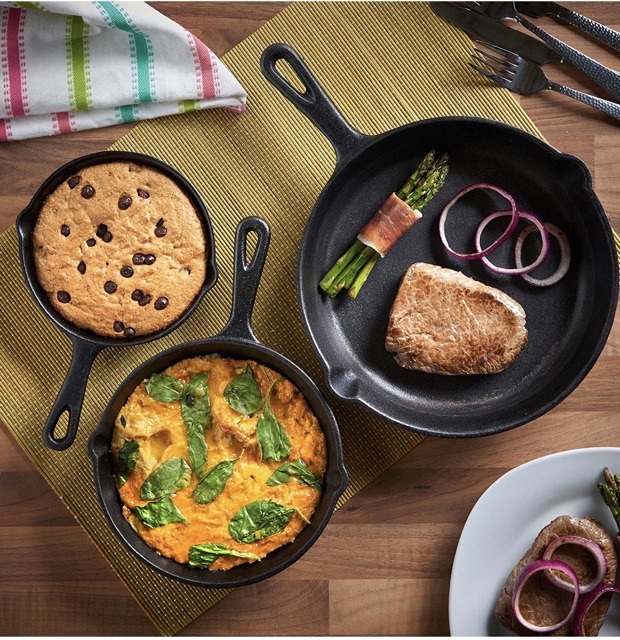 Vonshef Cast Iron Skillet Pan Set 3 Piece