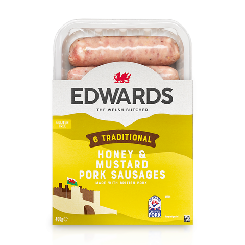 Edwards of Conwy Honey _ Mustard Pork Sausages 400g