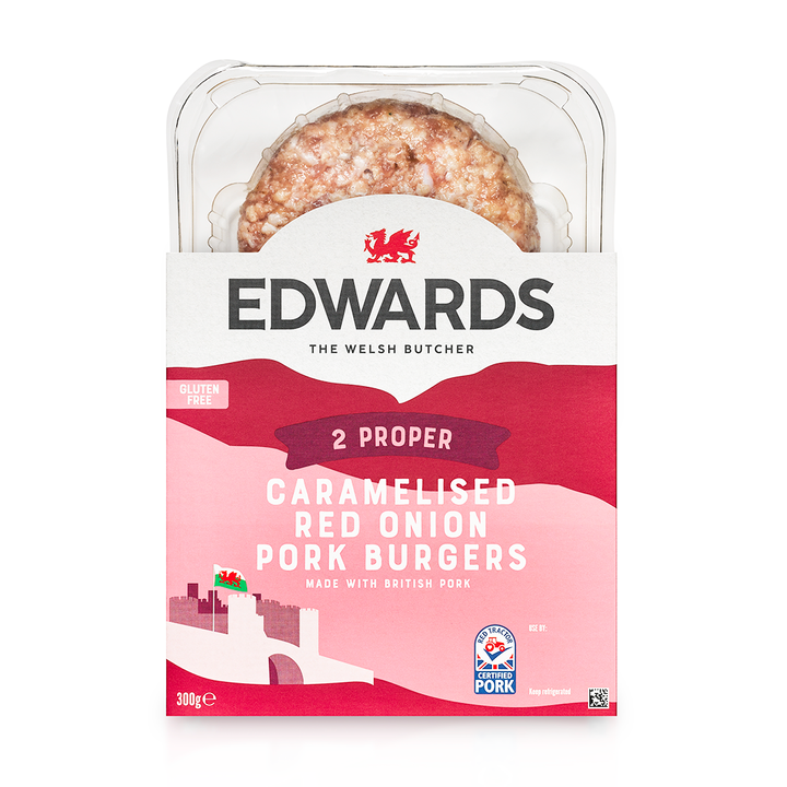 Edwards of Conwy Caramelised Red Onion Pork Burgers 300g