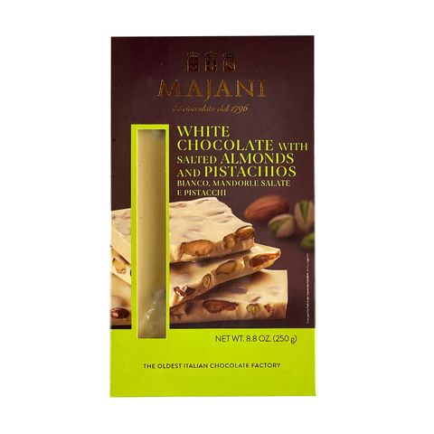 Majani White Chocolate with Salted Almonds & Pistachio Bar 250g