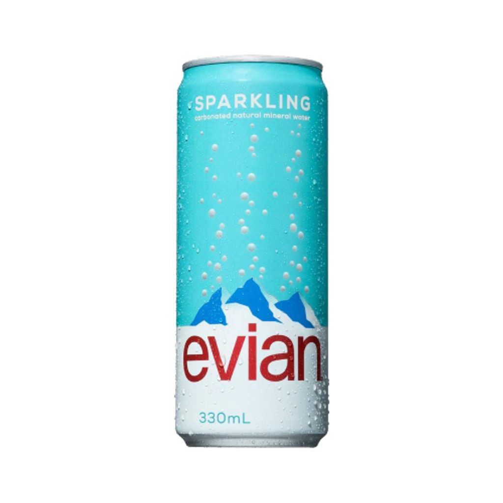 Evian Sparkling Can Natural Mineral Water 330ml