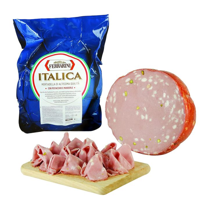 Ferrarini Mortadella Italica with Pistachio and Almonds VP 150g