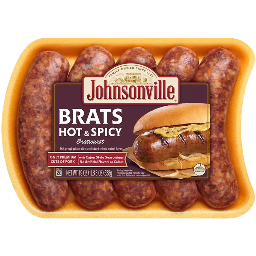 Johnsonville Bratwurst Hot & Spicy Sausage 538G