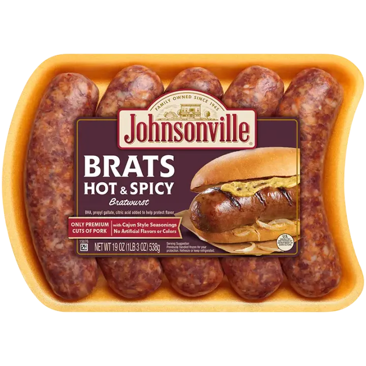 Johnsonville Bratwurst Hot & Spicy Sausage 538G